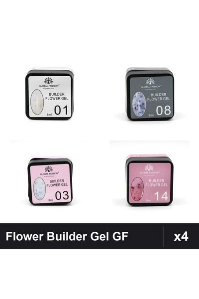 global fashion Set 4 Flower Builder Gel 8ml Nr.01,08,03,14 Constructie Unghii UV