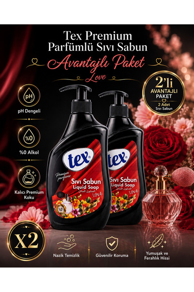 Tex Premium Parfüm - 2'li Sıvı Sabun Set Love