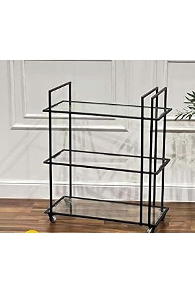 MANAR CORNER Iron Serving Cart Glass Top