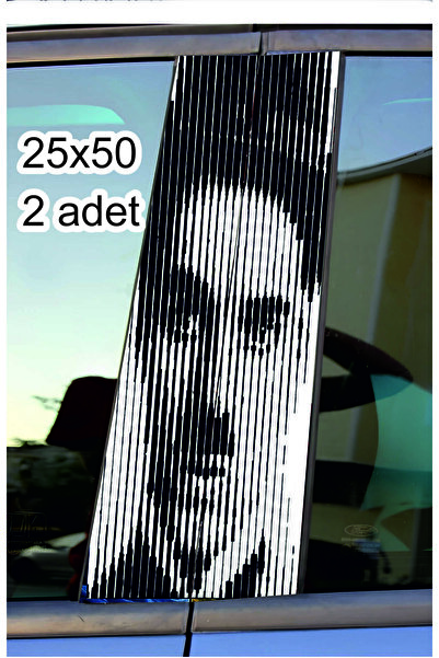 ESLEM Modern Art Themed Car Pole Foil - Set of 2 25X50 cm - Auto Visual Covering