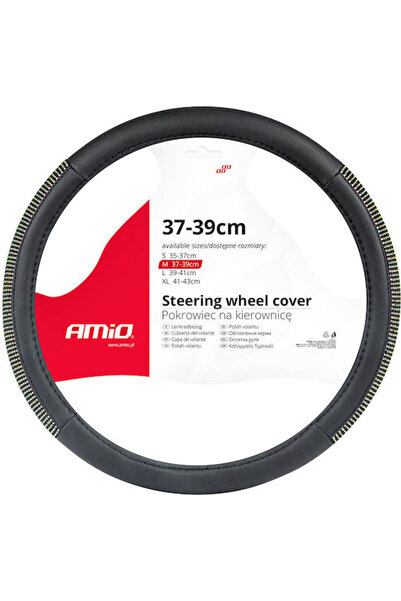 AMIO Car Steering Wheel Cover with Diameter 39cm Synthetic Black