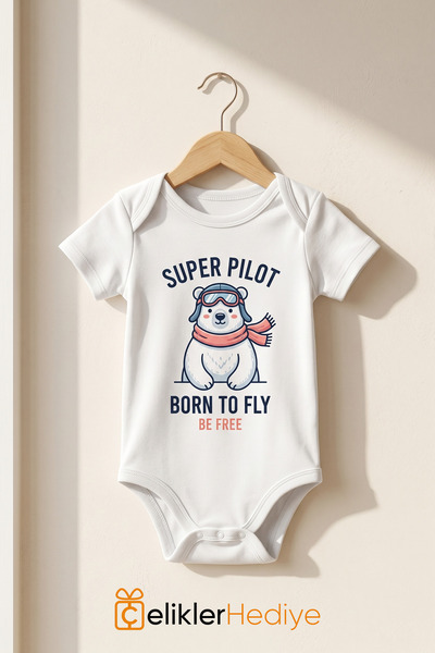 ÇELİKLER HEDİYE بدلة أطفال مطبوعة من Super Pilot Born to Fly مصنوعة من القطن ...