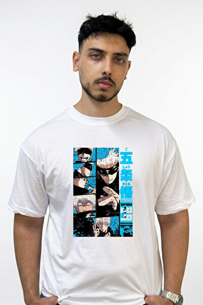 Anetos Gojo Satoru_40 Design Printed Oversize White T-Shirt
