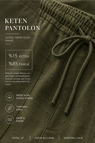Kozik Pantaloni de damă, 2 piese, din in, cu croială relaxată, din țesătură ușoară, pentru utilizare zilnică