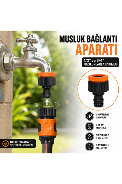 CinaMax 1/2” – 3/4” Universal Musluk Adaptörü Seti (2 Adet) – Bahçe Sulama Ho...