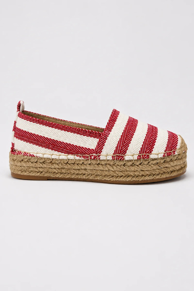 Suren bysrnshoes Best Çizgi Detaylı Keten Kadın Espadril Ayakkabı
