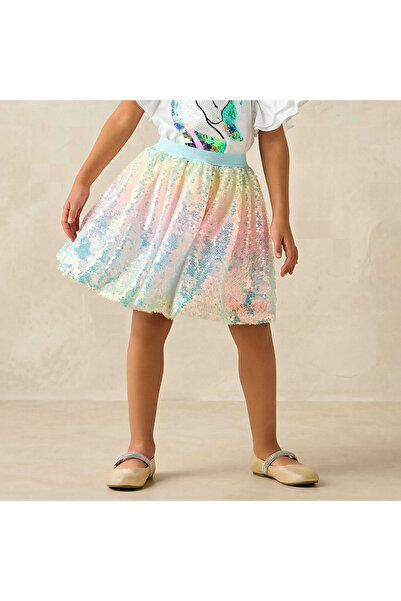 Juniors Knee Length Skirt with Sequin Embellishments