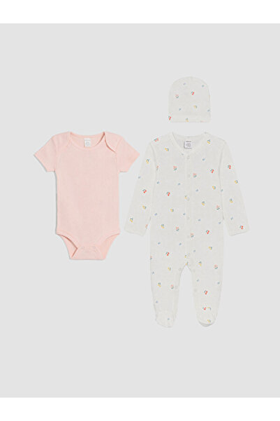 LC Waikiki Rmz Gi̇yi̇m Farkiyla Printed Baby Girl 3-Piece Set