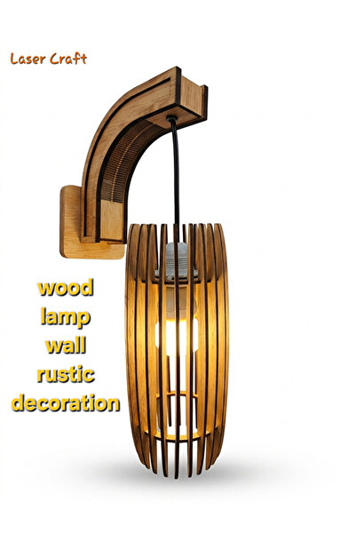 Naturaline Lampa de Perete din Lemn Taiat Laser, Model Rustic/Modern