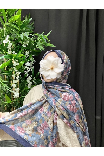 Velora Scarf Vera Desen Bambu Kraş Şal | Lacivert
