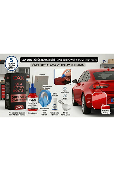 caxcolors CAX [OPEL 50B KIRMIZI İğneli Araç Oto Rötuş Boyası Seti Çizik Gider...