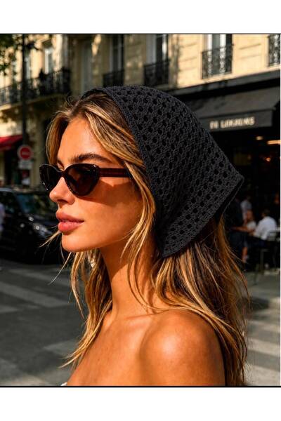 ÖrgüYastik ÖRGÜ BANDANA - FULAR - FİLELİ BANDANA