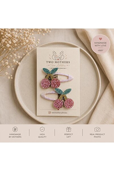 Twomothers2littles Glittery Cherry Model Girls' Snap Buckle