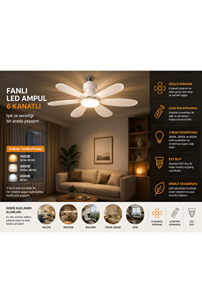 BİOL Aydınlatma 6 Fanlı Led Ampul Pervane Ampul