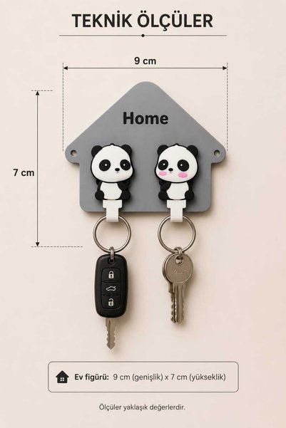 perim3d Panda Figured Wall Key Holder Set – 2-Piece Detachable Key Holder Hanger, Home Key Organizer