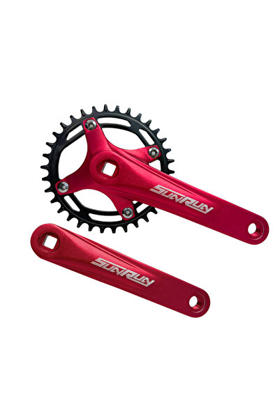 Sunrun Kırmızı 34T Tek Yaprak 7-8-9-10s Aynakol Kare Mil Uyum 170mm