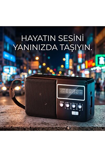 wiks Şarj Edilebilir Nostaljik Mini Radyo, Kablosuz Taşınabilir MP3 Çalar Hop...