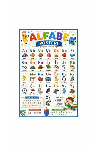 Gokco Alfabe Afişi Okul Sınıf Öğrenci Etkinlik Afişi 50X70cm Ebat Vinil Brand...