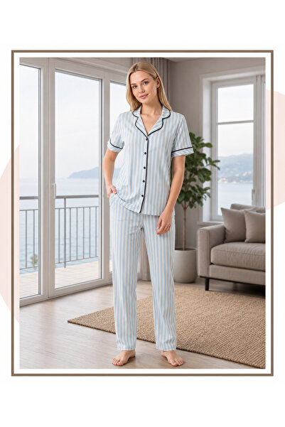 RADU SHIRT COLLAR STRIPED PAJAMAS SET