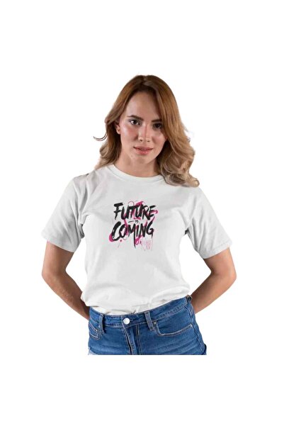 Barinoska Women's White Custom Printed T-Shirt 100% Cotton Modern Fit Crew Ne...