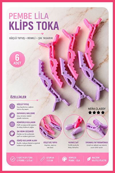 GXMPRO Professional alligator hair gripper pink, lilac color - dragon hairdre...