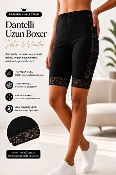 twenty ipek Women's Lace Striped Short Leggings Long Boxer