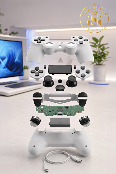 Solistech P S 4 Uyumlu Joystick Tablet Telefon Tv Uyumlu Titreşimli Şarjlı Kablosuz Oyun Kolu