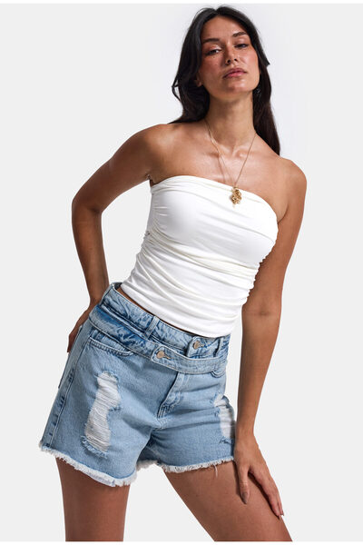it's basic Women's Denim Color 11S6-3 Relax Mom Belt Detailed Design Denim Sh...