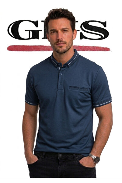 Polo Yaka Gizli Cep Pamuklu Ve Likralı Erkek T-shirt