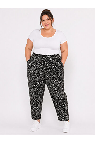 Trendline Trendy Women's Plus Size Oversized Patterned Elasticated Trousers