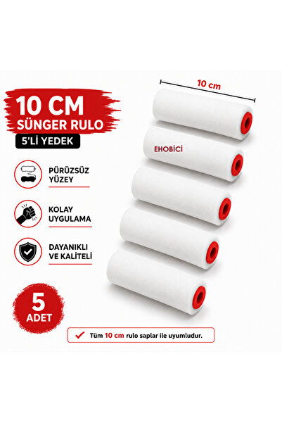 ehobici Sünger Rulo Yedeği 10CM Yedek Sünger 5 li Takım