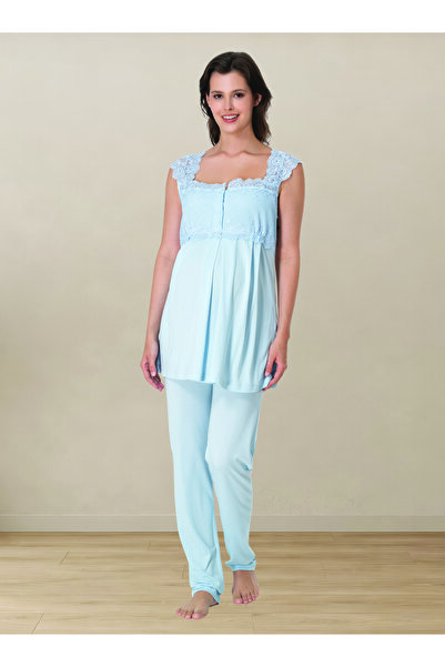 by İGP Hamiile Maternity Short Sleeve Square Neck Pajama Set
