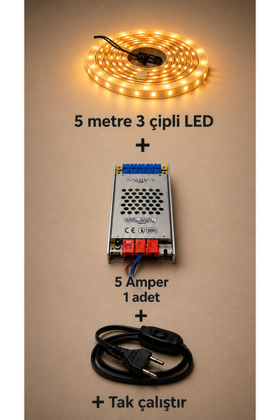 LUMIXA ENERJİ Mutfak Dolabı Tezgah Üstü Ve Ev Dekarasyon Için 5 Metre Şerit L...