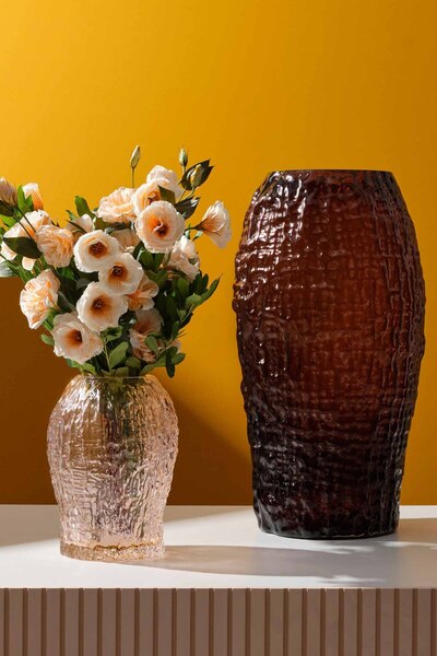 Paşabahçe Nude Molten Floor Vase Caramel, Stylish Decorative Vase