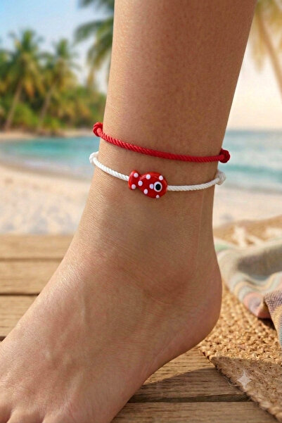Shepidi 2-Piece Spotted Ceramic Fish Adjustable Rope Anklet