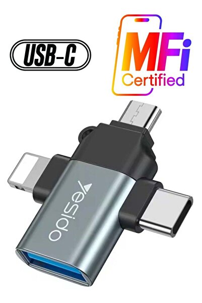 Yesido 3-in-1 USB-C to Micro 8-Pin OTG Adapter Mobile Phone to USB 3.0 for IP...