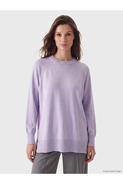 LC Waikiki Lcw Modest Lilac Crew Neck Women's Knitwear Tunic