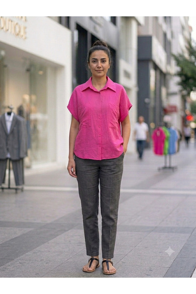 Avcılar Bazaar Kadın Oversize Salaş Çift Cepli Kolsuz Uzun Gömlek