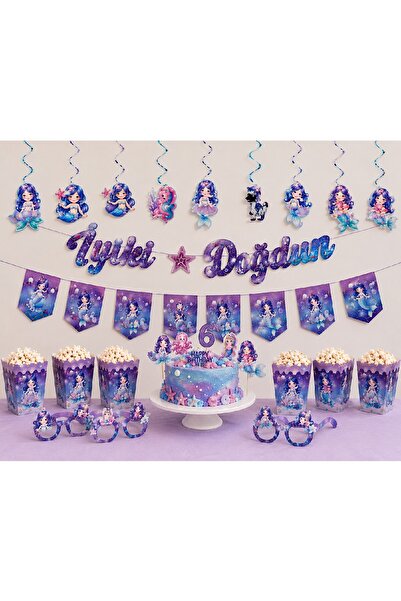 Bkmc Mermaid Party Set 30 Pieces – Happy Birthday Decorations – Banner, Glass...