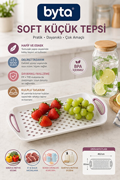 BYTA Soft Multi-Purpose Draining Tray - Pp+Tpe Perforated Vegetable, Fruit, a...