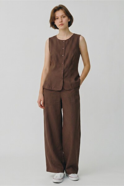 RosePearl Women's Linen Vest Pants Set
