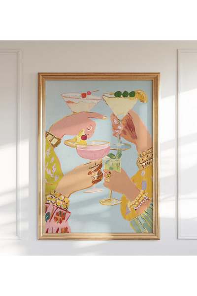 fingerjewerly Kokteyl Bar Stili Poster Eklektik Sanat - Tablo Ölçülerinde Çer...