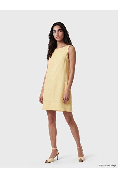 LC Waikiki Lcw Vision Yellow A-Line Linen Blend Mini Dress