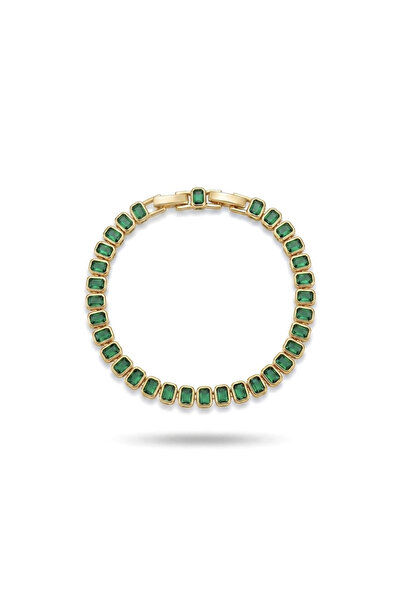 h&b design jewel Steel Green Baguette Stone Design Bracelet