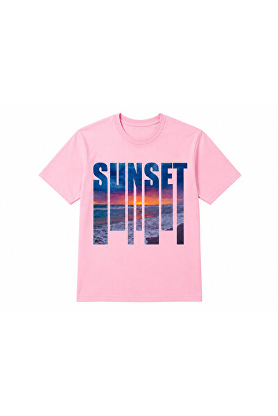 VODEXA Unisex Oversize T-Shirt Sunset 1 Printed 100% Cotton T-Shirt Comfortab...