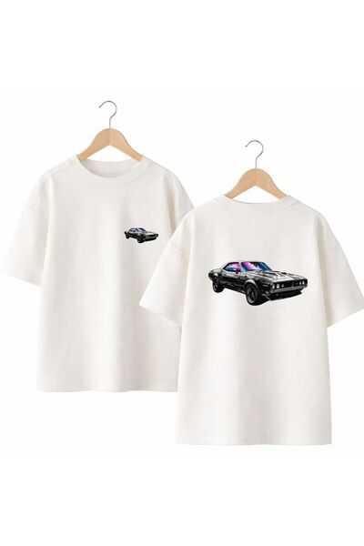 playwear Tricou cu decolteu rotund, imprimat pe spate și pe piept, 100% bumba...