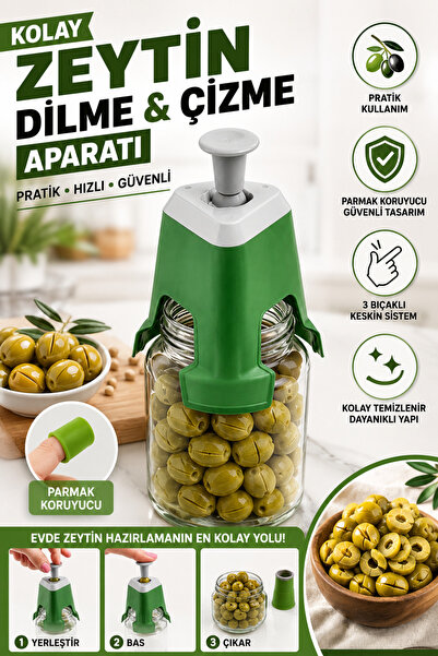 Hane Dostu Zeytin Çizme ve Dilme Aparatı - Parmak Koruyuculu Manuel Zeytin Çi...