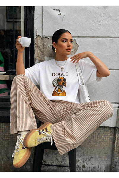 Soho Mood Γυναικείο μπλουζάκι Dogue με στάμπα, 100% βαμβάκι, κανονική εφαρμογή