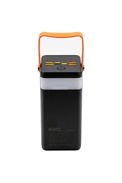 TEKNOHANE 80000 m Ah Güneş Enerjili Powerbank PD 22.5Watt Hızlı Şarj Kendinden Kablolu Powerbank