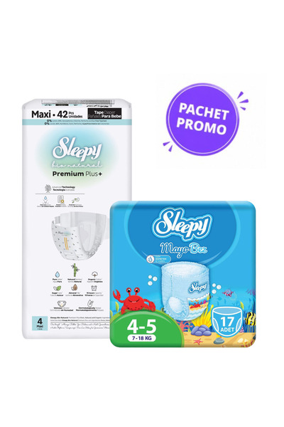 Sleepy Pachet promo Scutece Premium Mărimea 4 (42 buc, 7-14 kg) + Scutece de ...